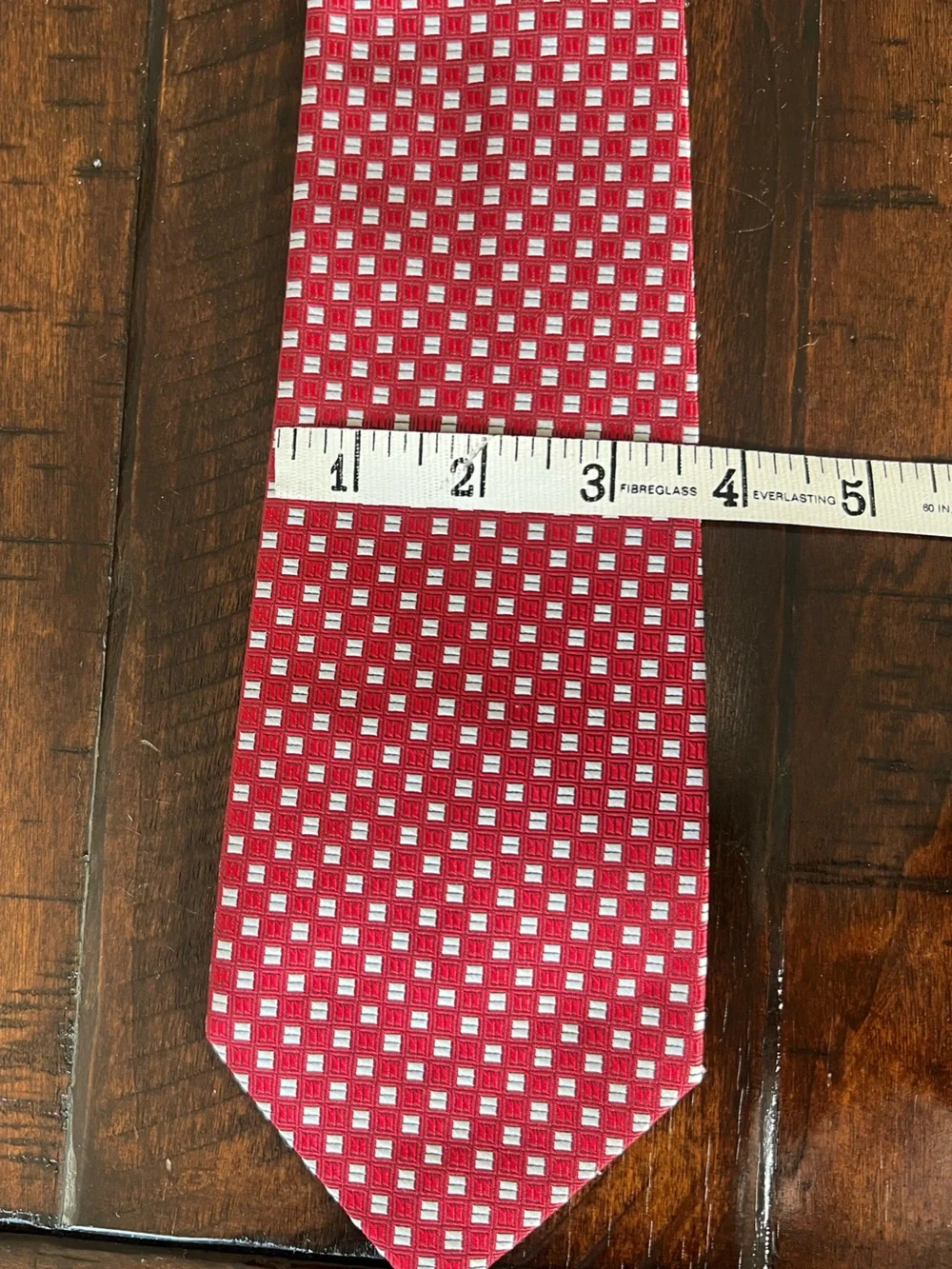 Fratello Red Geometric Silk Tie Made in Korea Vintage Mens Necktie
